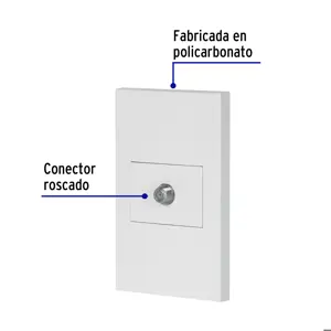 Volteck Placa armada 1 toma de TV, 1.5 módulos, Española, blanco