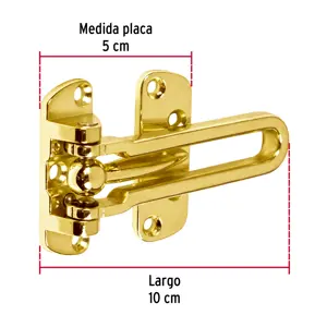 Pasador abatible para puerta, acabado latón, Hermex