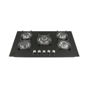 Foset Parrilla gas empotrable 90cm, 5 quem, vidrio negro, Riviera