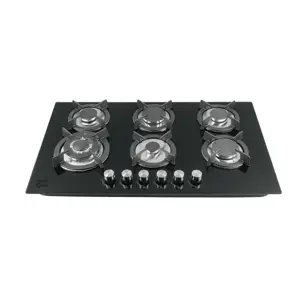 Foset Parrilla gas empotrable 90cm, 6 quem, vidrio negro, Riviera