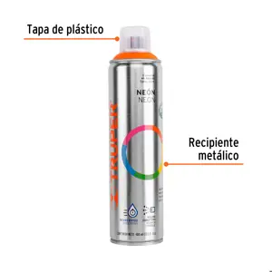 Truper Pintura en aerosol, naranja neón, bote esbelto, 400 ml