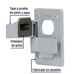 Placa tipo FS, con cubierta, doble, sobreponer, Volteck