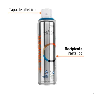 Truper Pintura en aerosol, azul metálico, bote esbelto, 400 ml