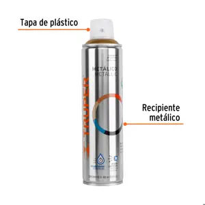 Truper Pintura en aerosol, oro metálico, bote esbelto, 400 ml