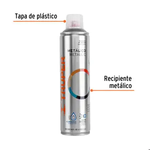 Truper Pintura en aerosol, plata metálico, bote esbelto, 400 ml