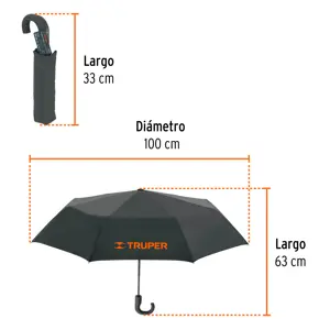 Paraguas compacto de 100 cm, Truper