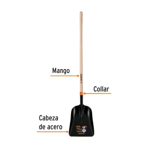 Pala carbonera chica T-2000 con mango largo de 43