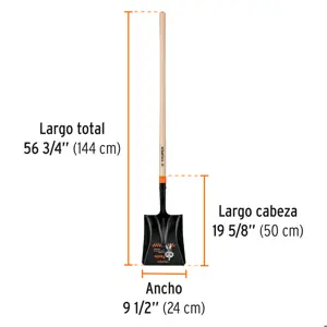 Pala cuadrada T-2000, mango largo 45