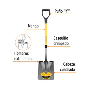 Truper, square point shovel, poly D fiberglass handle