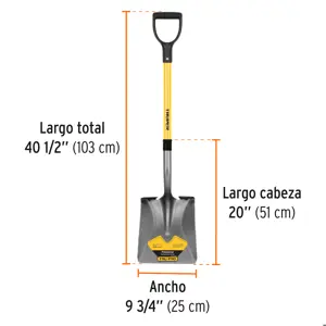 Truper, square point shovel, poly D fiberglass handle