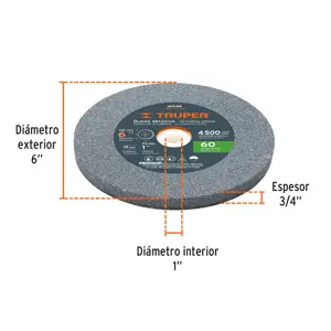 Truper Rueda abrasiva p/esmeril 6X3/4