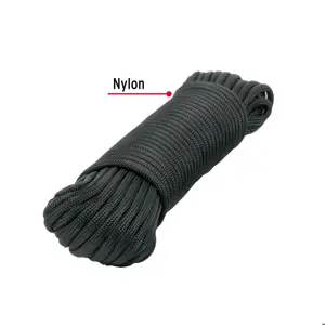 Piola de nylon paracord de 4mm x 15m negro, madeja, FIERO