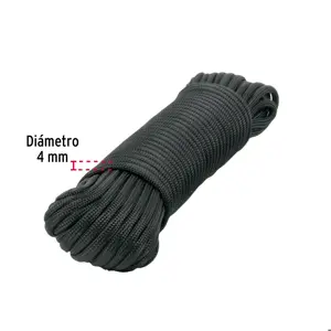 Piola de nylon paracord de 4mm x 15m negro, madeja, FIERO