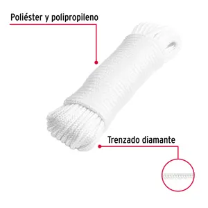 Piola de poliéster diamante de 4mmx15m blanca, madeja, FIERO