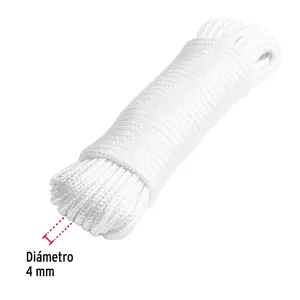 Piola de poliéster diamante de 4mmx15m blanca, madeja, FIERO