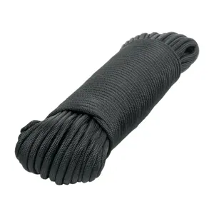 Piola de nylon paracord de 4mm x 30m negro, madeja, FIERO