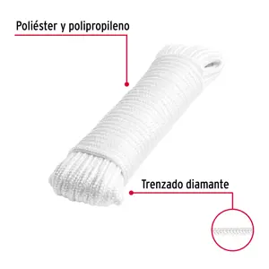 Piola de poliéster diamante de 5mmx15m blanca, madeja, FIERO