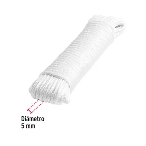 Piola de poliéster diamante de 5mmx15m blanca, madeja, FIERO