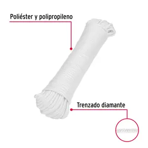 Piola de poliéster diamante de 5mmx30m blanca, madeja, FIERO