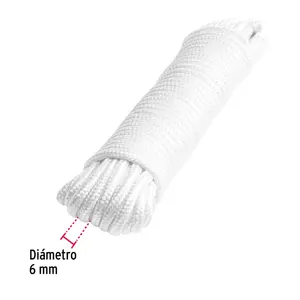 Piola de poliéster diamante de 6mmx15m blanca, madeja, FIERO