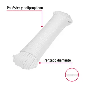 Piola de poliéster diamante de 6mmx30m blanca, madeja, FIERO