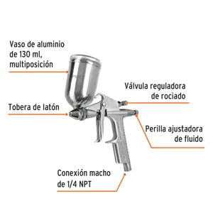 Pistola compacta p/retoque LVMP vaso alum, 0.5 mm, Truper