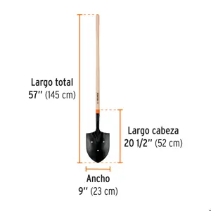 Truper Pala irrigación T-2000 3 perforaciones mango largo 45