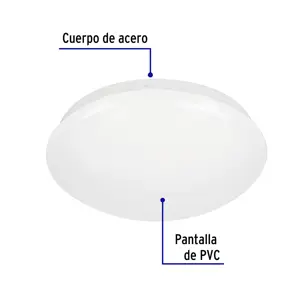 Volteck Luminario LED 8W plafón decorativo liso, luz de día,BASIC