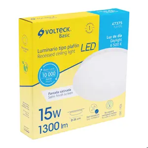 Volteck Luminario LED 18W plafón decorativo liso, luz de día,BASIC