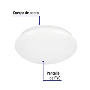 Volteck Luminario LED 18W plafón decorativo liso, luz de día,BASIC