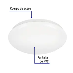 Volteck Luminario LED 15W plafón decorativo liso, luz de día,BASIC