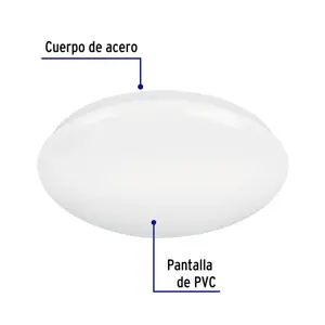 Volteck Luminario LED 22W plafón decorativo liso, luz de día,BASIC