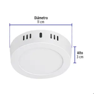 Volteck Luminario LED tipo plafón 6 W, redondo, luz de día, blanco