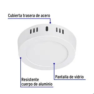 Volteck Luminario LED tipo plafón 6 W, redondo, luz de día, blanco