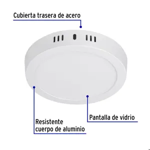 Volteck Luminario LED tipo plafón 12 W, redondo, luz de día, blanco