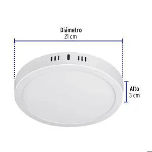 Volteck Luminario LED tipo plafón 18 W, redondo, luz de día, blanco