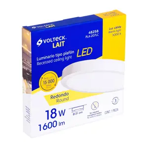 Volteck Luminario LED tipo plafón 18 W, redondo, luz cálida, blanco