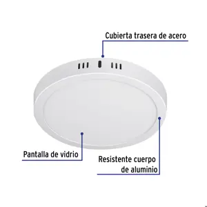 Volteck Luminario LED tipo plafón 18 W, redondo, luz cálida, blanco