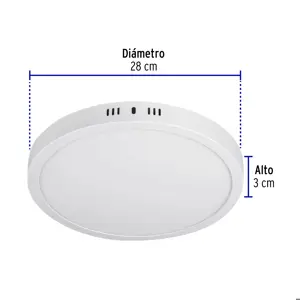 Volteck Luminario LED tipo plafón 24 W, redondo, luz de día, blanco