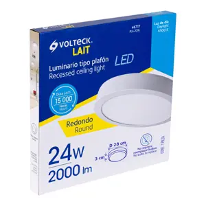 Volteck Luminario LED tipo plafón 24 W, redondo, luz de día, blanco