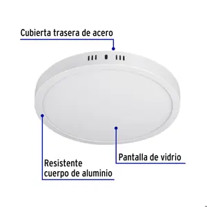 Volteck Luminario LED tipo plafón 24 W, redondo, luz de día, blanco