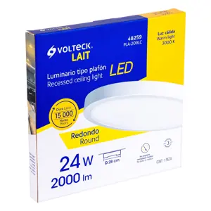 Volteck Luminario LED tipo plafón 24 W, redondo, luz cálida, blanco