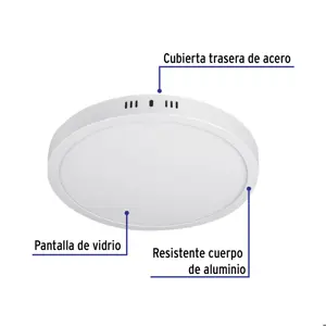 Volteck Luminario LED tipo plafón 24 W, redondo, luz cálida, blanco