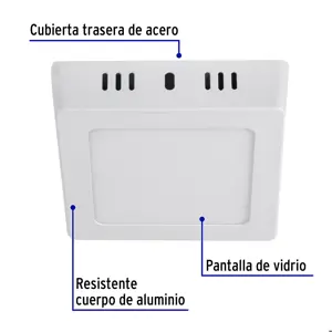 Volteck Luminario LED tipo plafón 6 W, cuadrado, luz de día, blanco