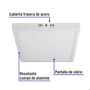 Volteck Luminario LED tipo plafón 24 W, cuadrado, luz de día, blanco