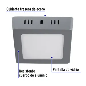 Volteck Luminario LED tipo plafón 6 W, cuadrado, luz de día, gris