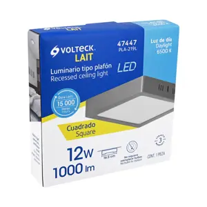 Volteck Luminario LED tipo plafón 12 W, cuadrado, luz de día, gris