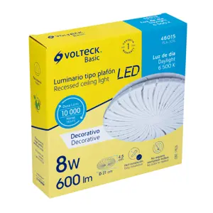 Volteck Luminario LED 8W plafón decorativo espiral luz de día,BASIC