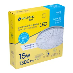 Volteck Luminario LED 15W plafón decorativo espiral luz de día,BASIC