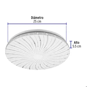 Volteck Luminario LED 15W plafón decorativo espiral luz de día,BASIC